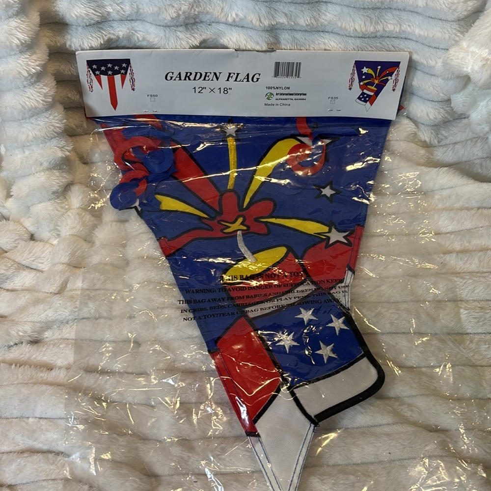 Patriotic Garden Flag with Fireworks Design - Picture 2 of 2